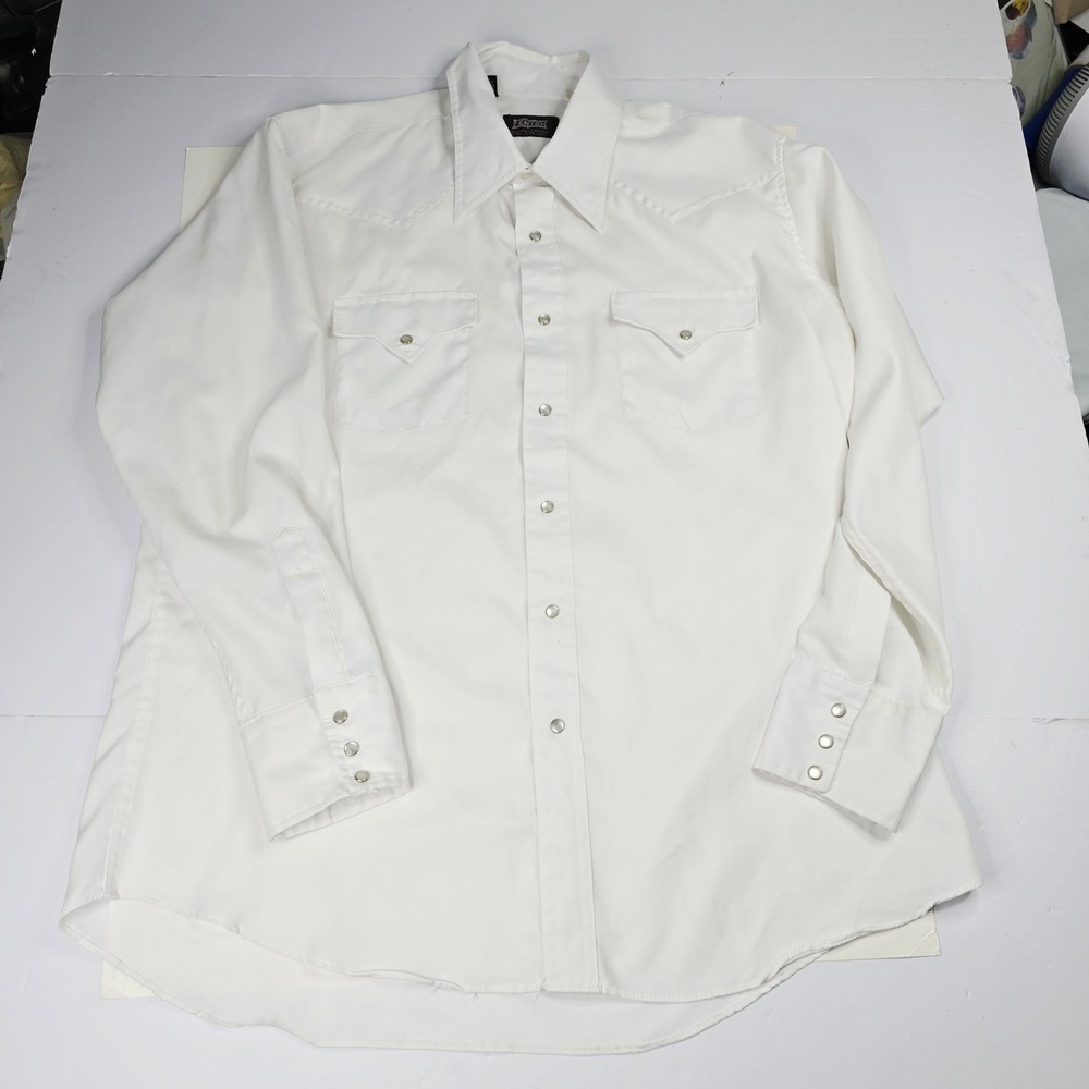 Fenton Mens Western Shirt Extra Long Tail Permanent Press White Cowboy